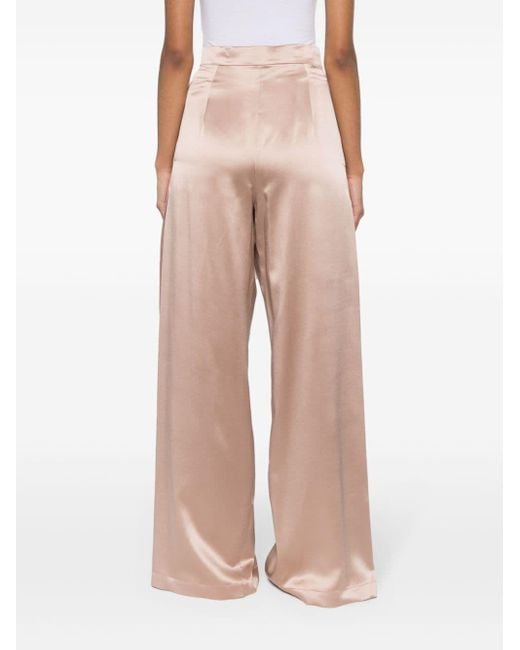 Max Mara Pink Satin Wide-Leg Silk Trousers