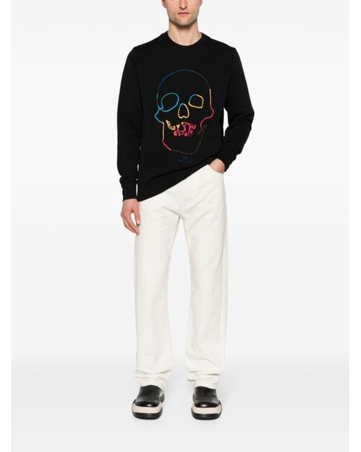 PS by Paul Smith Black Embroidered-motif Organic Cotton Sweatshirt for men