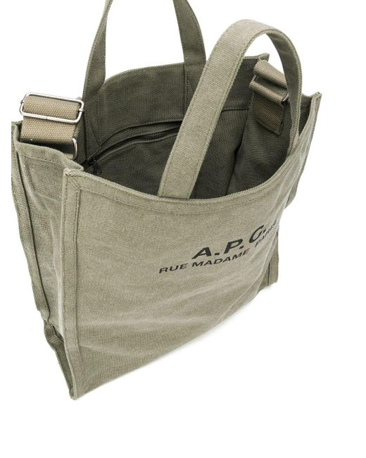 A.P.C. Cabas Cotton Tote Bag in Green for Men | Lyst
