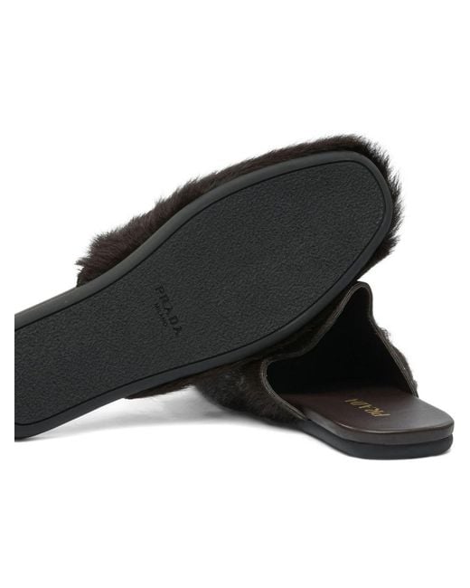 Prada Black Leather Slippers