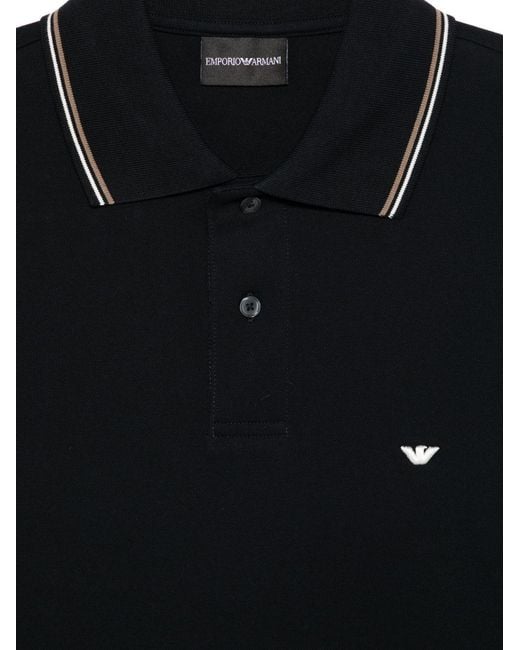 Emporio Armani Black Logo Cotton Polo Shirt for men