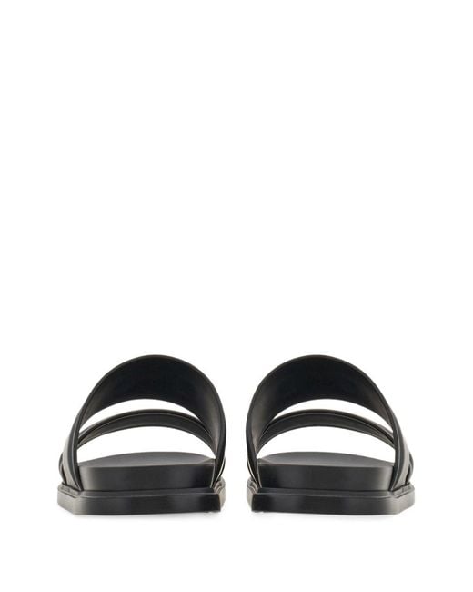 Ferragamo Black Gancini Ornament Slides for men