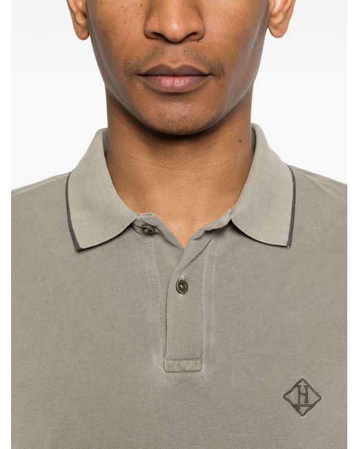 Herno Gray Logo Cotton Polo Shirt for men