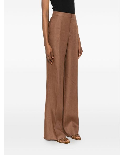 Tagliatore Brown Linen Trousers
