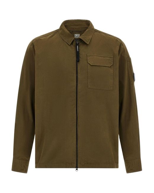 C P Company Green Organic Cotton Overshirt for men