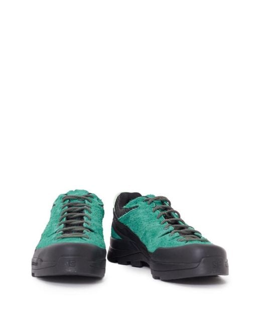 Salomon Green Textured Suede Sneakers With Lace-Up Design for men