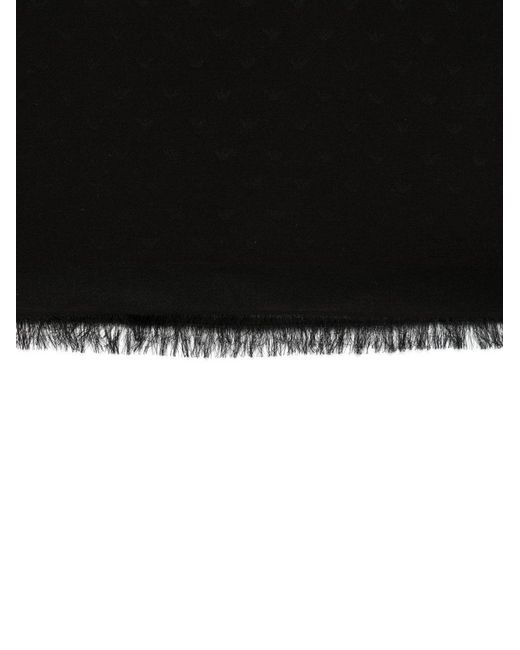 Emporio Armani Black Cotton Blend Scarf for men