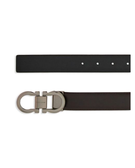 Ferragamo Black Reversible Gancini Leather Belt for men