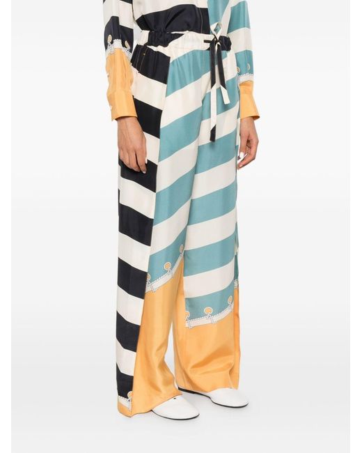 Loewe Blue Printed Silk Trousers