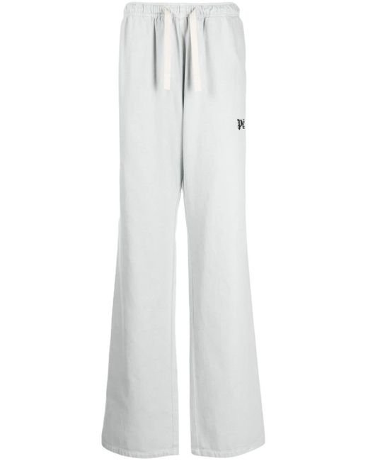 Palm Angels White Trousers With Logo for men