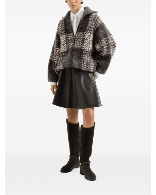 Brunello Cucinelli Black Wool Zipped Cardigan