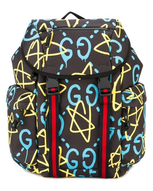 Gucci Multicolor 'ghost' Printed Backpack