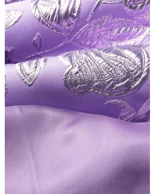 P.A.R.O.S.H. Purple Floral-pattern Satin Midi Dress
