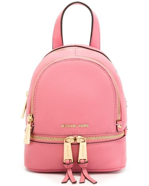 Michael michael kors Rhea Zip Mini Leather Backpack in Pink | Lyst
