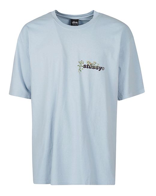 Stussy Blue Logo Cotton T-shirt for men