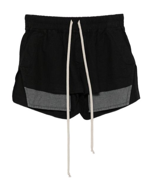 Rick Owens Black Drawstring Panelled Shorts