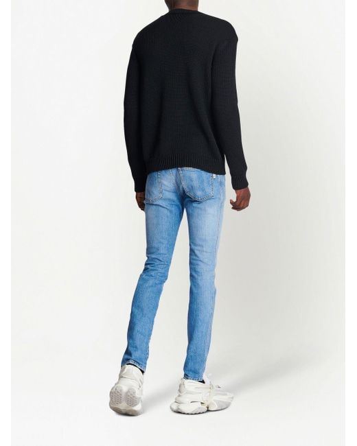 Balmain Blue Sweater With Logo for men