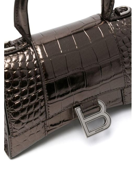 Balenciaga Black Hourglass Small Leather Top-handle Bag