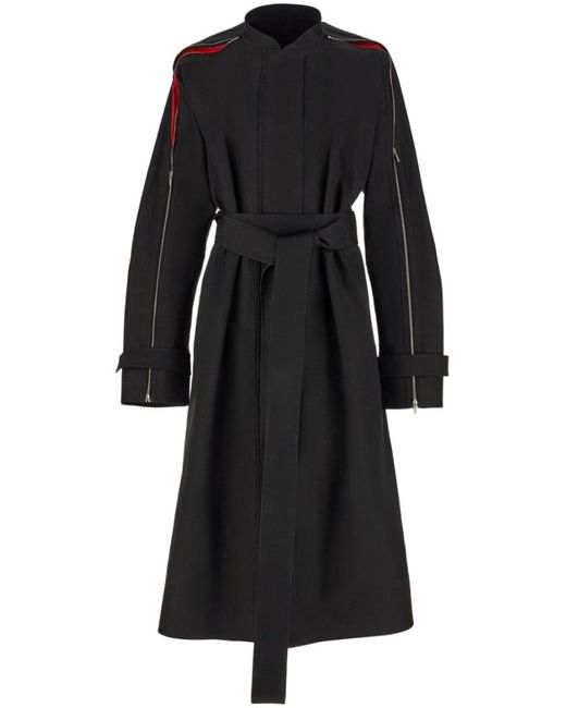 Ferragamo Black Zip-detail Cotton Belted Trench Coat
