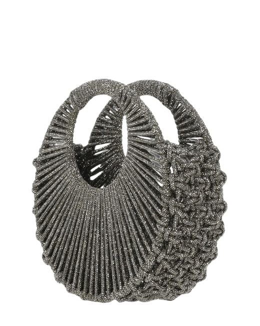 HIBOURAMA Gray Jaya Crystal-Embellished Woven Tote Bag