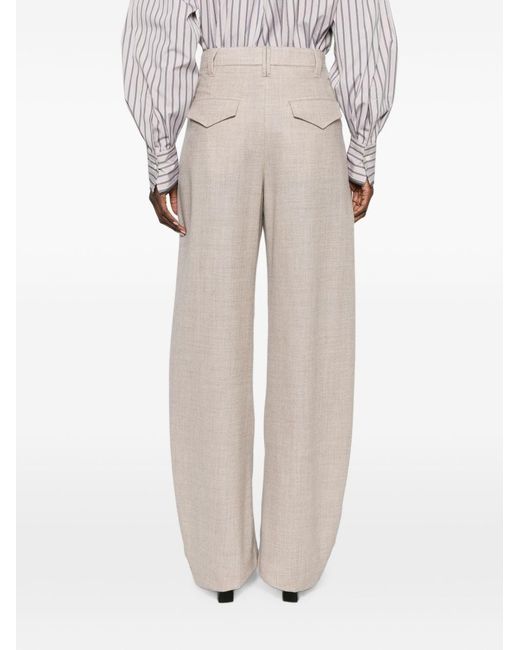 Brunello Cucinelli White Wool Wide-Leg Trousers