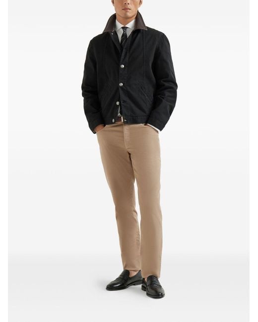 Brunello Cucinelli Natural Cotton Slim Trousers for men