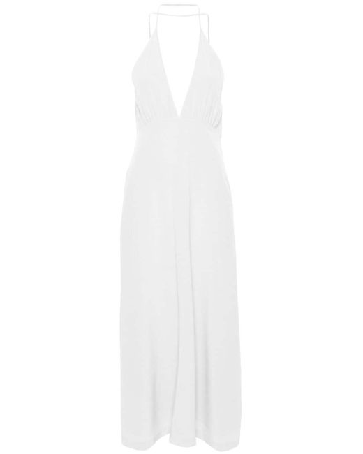 Totême  White Toteme Double-Halter Silk Dress