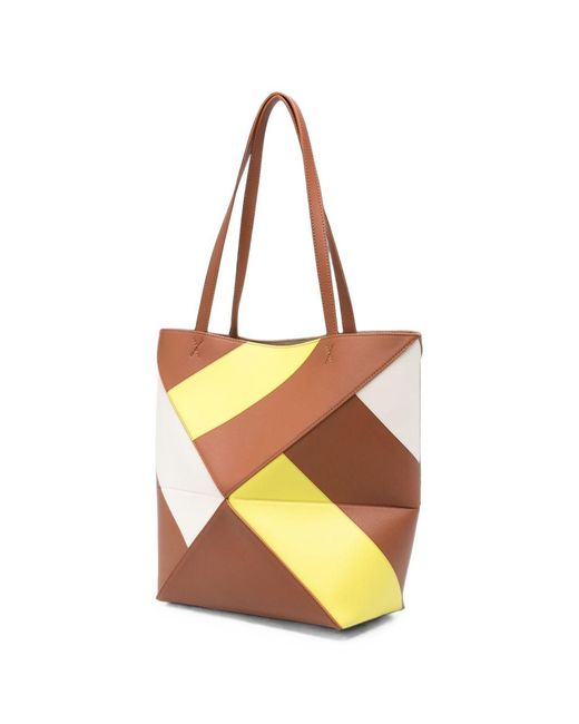 Loewe Brown Puzzle Fold Graphic Medium Tote