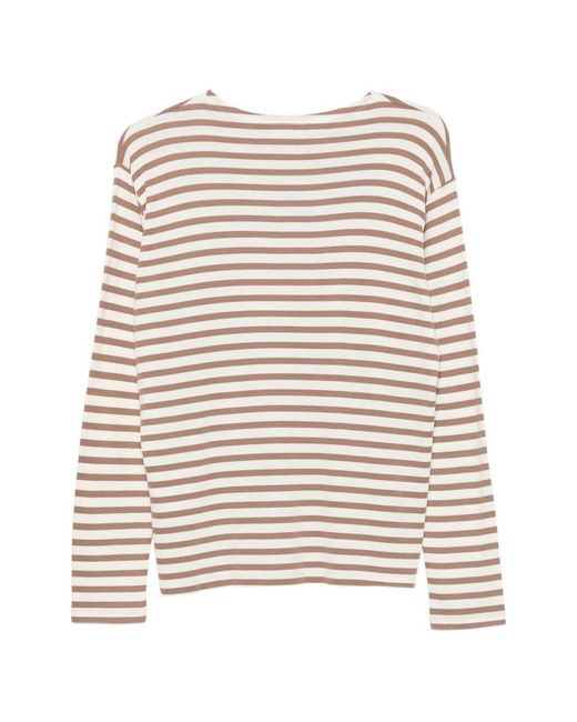 Closed White Striped Cotton Blend T-Shirt