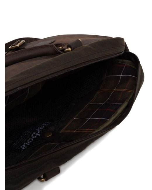 Barbour Black Waxed Leather Briefcase for men