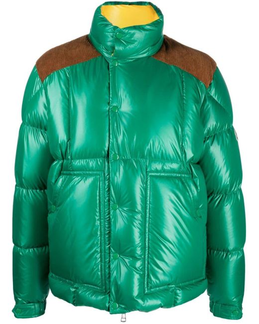 Moncler Green Panelled Puffer Jacket for men