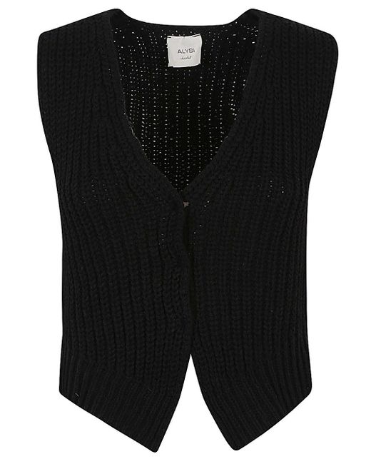 Alysi Black Knitted Cotton Vest
