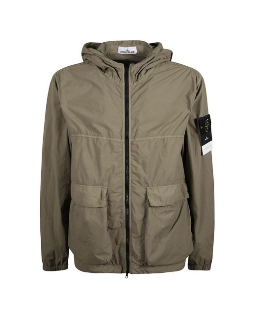 Stone Island Green Parka With Logo for men