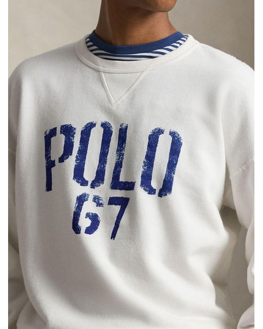 Polo Ralph Lauren White Vintage Fleece Sweater for men