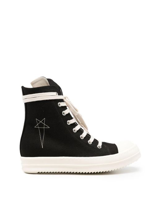 Rick Owens Black Canvas Sneakers