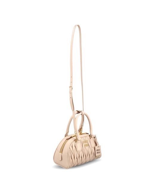 Miu Miu Natural Arcadie Leather Handbag