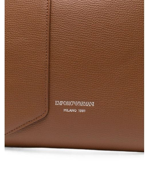 Emporio Armani Brown Medium Leather Tote Bag