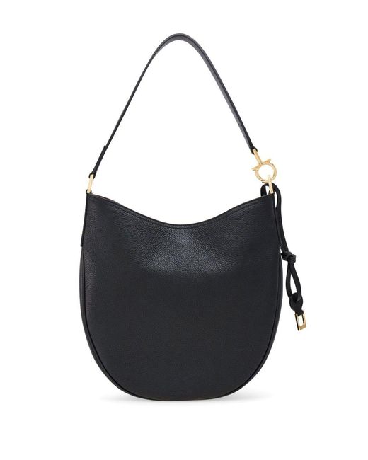 Ferragamo Black Medium Leather Hobo Bag