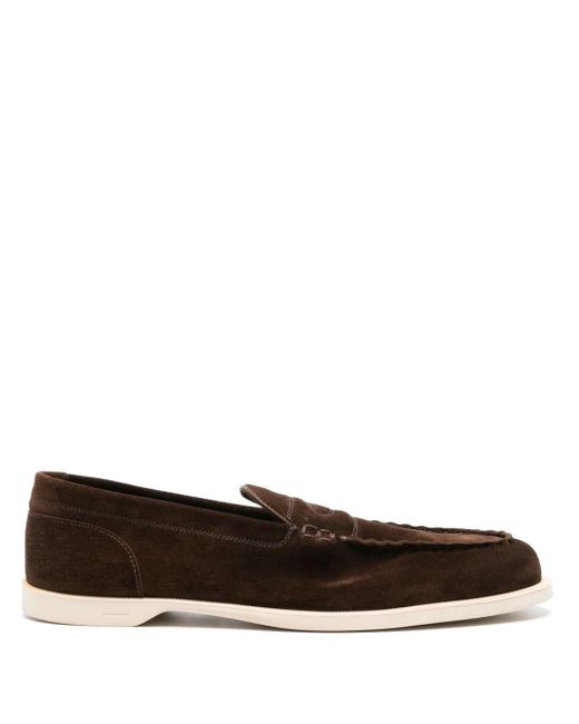 John Lobb Brown Pace Suede Loafers for men