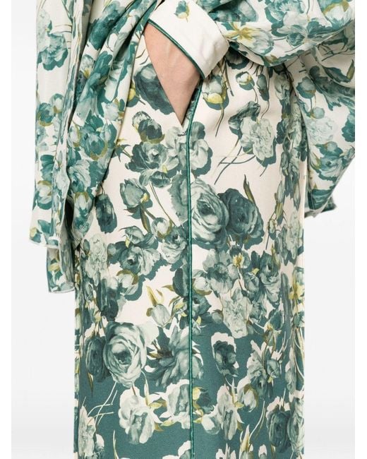 F.R.S For Restless Sleepers Green Printed Wide-Leg Trousers