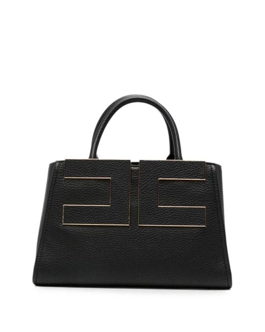 Elisabetta Franchi Black Faux Leather Tote Bag