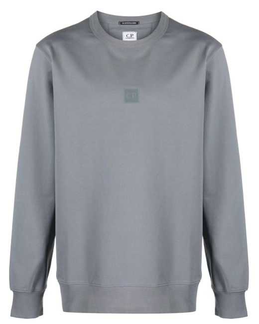 C P Company Gray Logo Cotton Sweatshirt for men