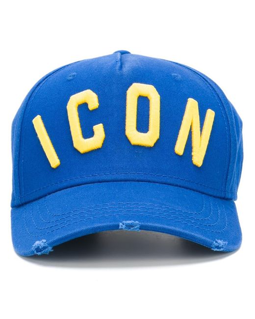 DSquared² Blue Embroidered Cotton Twill Cap for men