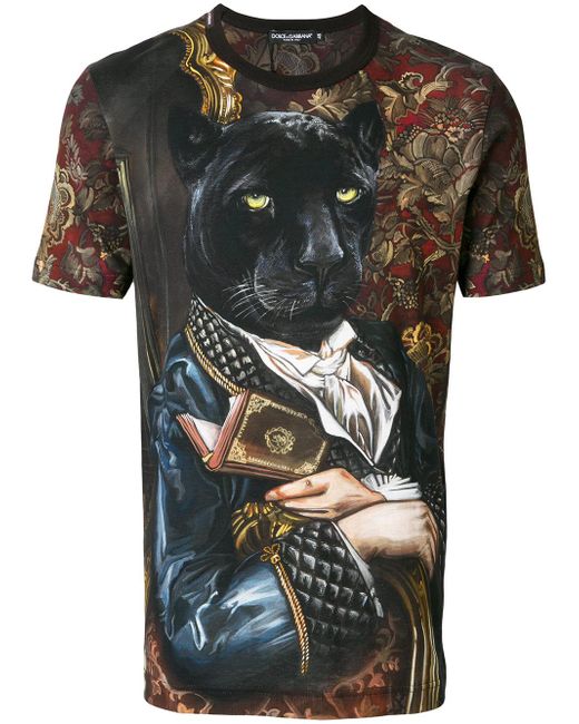 Dolce & Gabbana Black Panther Print T-shirt for men