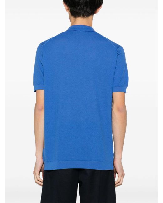 John Smedley Blue Cotton Piqué Polo Shirt for men