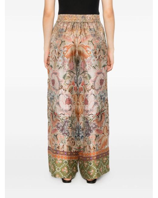 Pierre Louis Mascia Natural Printed Silk Trousers