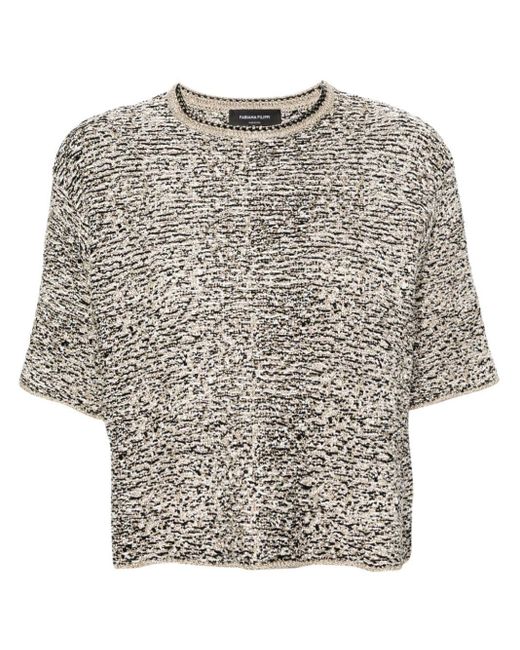 Fabiana Filippi Gray Metallic-thread Chunky-knit T-shirt