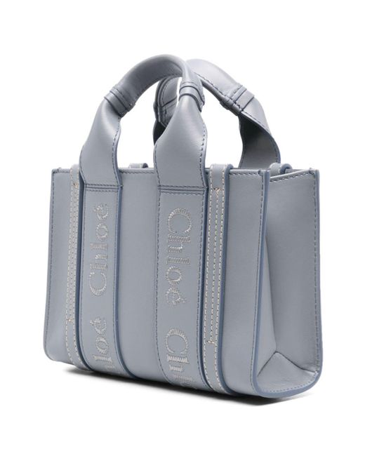 Chloé Gray Woody Leather Mini Tote