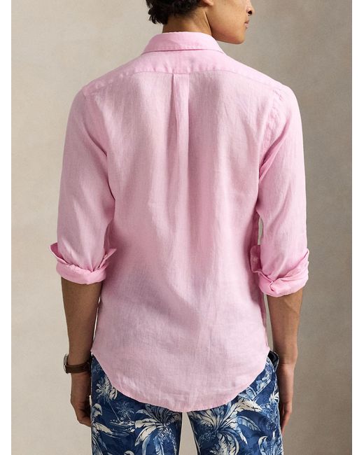 Polo Ralph Lauren Pink Linen Shirt for men