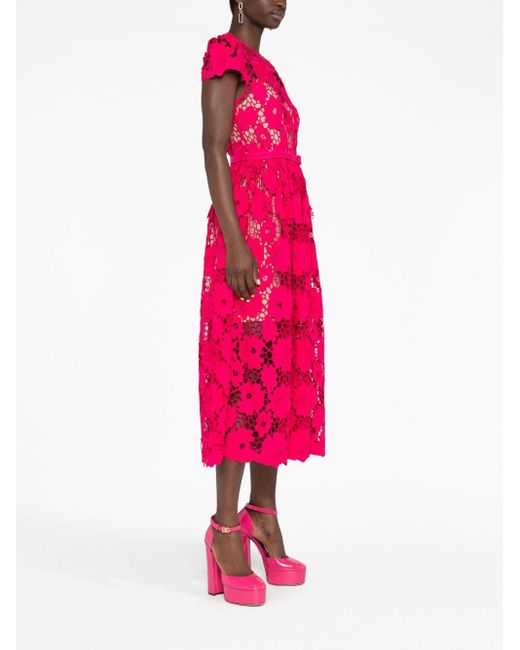 Self-Portrait Pink Poppy Midi Dress